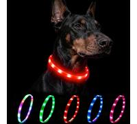 Nepfaivy Light Up Dog Collar - Flashing Dog Collar Lights for The Dark, Rechargeable LED Collars with 4 Glow Modes for Small Medium and Large Dogs, 70cm,Red