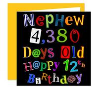Nephew 12th Happy Birthday Card - 4,380 Days Old - What A Kerfuffle Design - 12 Today
