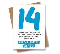 Nephew 14th Birthday Card for Nephew - Funny Look up from Phone Joke