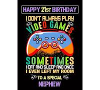 Nephew 21st Birthday Card (Gamer, Design 1) - From Auntie Uncle Gift Idea Greeting Blank Inside Envelope Included UK