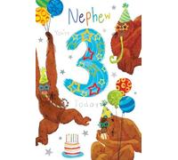 Nephew 3rd Birthday Card with Monkeys and Balloons, 15 x 23 cm