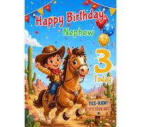 Nephew 3rd Kids Birthday Card (Cowboy)