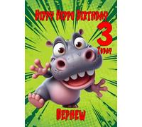 Nephew 3rd Kids Birthday Card (Funny Hippo) - For Him Age Male Boy Men Animal
