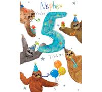Nephew 5th Birthday Card Age 5 Sloths 9" x 6" Lovely Verse