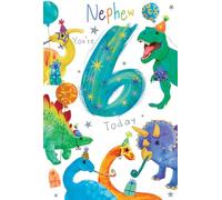 Nephew 6th Birthday Card Age 6 Dinosaurs 9" x 6" Lovely Verse