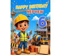 Nephew 6th Kids Birthday Card (Builder Construction)