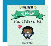 Nephew Birthday Card - Best I Could Ever Wish For - Happy Birthday Card for Nephew from Auntie Uncle, 145mm Cute Bday Greeting Cards