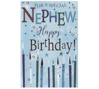 Nephew Birthday Card - Boy Men Male Him Candles - Size: 7.5" x 5.25"