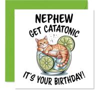 Nephew Birthday Card - Catatonic - Happy Birthday Card for Nephew from Auntie Uncle, 145mm Cute Animal Design Bday Greeting Cards