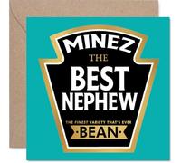 Nephew Birthday Card - Ever Bean - Happy Birthday Card for Nephew from Auntie Uncle, 145mm Product Label Style Bday Greeting Cards