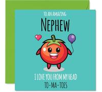 Nephew Birthday Card - From My Head TO-MA-TOES - Happy Birthday Card for Nephew from Auntie Uncle, 145mm cute tomato Bday Greeting Cards