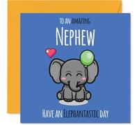 Nephew Birthday Card - Have An Elephantastic Day - Happy Birthday Card for Nephew from Auntie Uncle, 145mm cute elephant Bday Greeting Cards