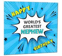 Nephew Birthday Card - World's Greatest - Comic Book Pop Art Style Birthday Card for Nephew