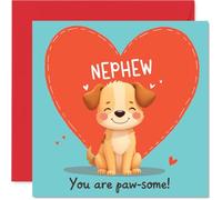 Nephew Birthday Card - You're Paw-some! - Happy Bday Card for Nephew from Uncle Auntie, 145mm x 145mm Playful Greeting Cards