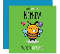 Nephew Birthday Card - Youre The Bees Knees! - Happy Birthday Card for Nephew from Auntie Uncle, 145mm cute bee Bday Greeting Cards
