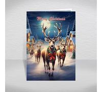 Nephew Christmas Card, A5 Size Special Christmas Card for Nephew, Male Relative, Luxury Christmas Greeting Cards with a Christmas Wishes Greetings Verse Inside: Reindeer Village Christmas Card
