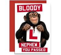 Nephew Driving Test Congratulations Card - Bloody L You Passed! - Funny Passed Driving Test Card - Large A5 Card with Red Envelope