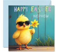 Nephew Easter Card - Cool Chick - Happy Easter Card for Nephew from Uncle Auntie, 145mm x 145mm Playful Greeting Cards