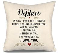 Nephew Gift from Aunt Uncle In Case I Don't Say It Enough Here's A Pillow To Remind You You Are Amazing I Cherish You I Believe In You I Love You Cushion Cover Reminder Birthday (nephew)