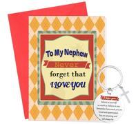 Nephew Happy Birthday Card Set - Unique Around Colorful Design Card Includes Keychain and Black Storage Bag, Happy Birthday to My Darling Nephew Never Forget That I Love You
