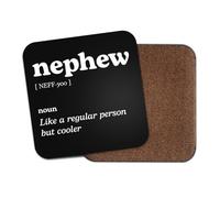 Nephew Square Coaster - Family Dictionary Regular But Cooler Definition Funny Joke Hobby Men Women Kitchen Drink #82692