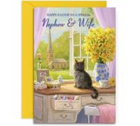 Nephew & Wife Easter Card - Spring Morning - Medium Sized Card (A5 Size -148mm x 210mm) with Envelope