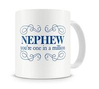 "Nephew, You’re One In A Million" Mug -Birthday / Thank you / Get Well Soon / Appreciation Mug Gift/Present For Nephew - 16th/18th/21st/20th/30th/40th/50th/60th - Cool/Cute/Modern/Novelty Style Nephew Mug Gift/Present - From Auntie / From Uncle (Blue)