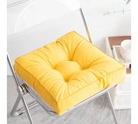 NEPHRA 10cm Thick Plush Chair and Seat Cushions, Reversible Office Chair Cushion, Fade-Resistant for Kitchen Office Garden Patio Outdoor Use(Yellow,L50 x W50 x H10)