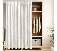 NEPHRA Self-Adhesive Wardrobe Curtain, Kitchen Cabinet Curtain with Sliding Track & No Drilling Required, Gauze Washing Machine Curtain for Doorless Cabinets, Washers & Wardrobes(White-E,190 x 50 cm)
