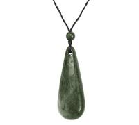 Nephrite Jade Large Roimata Pendant Necklace - Maori Style Greenstone Teardrop Cord Necklace for Men - Tribal Natural Jewellery for Women - Hand-Carved Green Gemstone Talisman