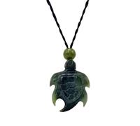 Nephrite Jade Turtle Pendant Necklace - Maori Style Cord Necklace for Women - Natural Greenstone Marine-Life Jewellery for Men - Hand-Carved Green Gemstone Ocean-Inspired Talisman