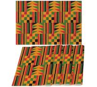 Nepnuser African Print Placemats Set of 4 Black History Month Juneteenth Heritage Festival Place Mats for Home Kitchen Dining Table Decoration (12" x 18")