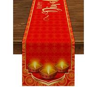 Nepnuser Diwali Table Runner Indian Festival of Lights Party Supply Happy Deepavali Decoration Kitchen Dining Room Home Decor