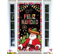 Nepnuser Feliz Navidad Decoration Mexican Christmas Door Cover Xmas Winter Holiday Party Supply Backdrop Door Hanging Banner