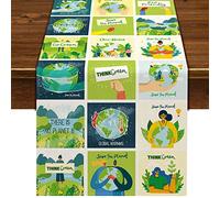 Nepnuser Happy Earth Day Table Runner April 22 Travel Themed Party Decoration Save The Planet School Classroom Home Kitchen Dining Room Decor (13" x 72")