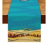 Nepnuser Happy Passover Table Runner Pesach Seder Matzo Jewish Exodus from Egypt Festival Party Decoration Home Kitchen Dining Room Decor-72inches
