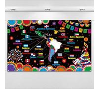 Nepnuser Hispanic Heritage Month Photo Booth Backdrop Latino Spanish Speaking Countries Flag Map School Classroom Bulletin Board Decoration Wall Decor (7×5ft)