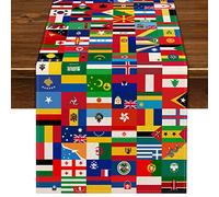 Nepnuser International Flag Table Runner for Around The World Themed Party Decoration National Hispanic Heritage Month Dining Room Home Decor
