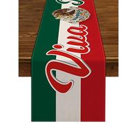 Nepnuser Linen Viva Mexico Table Runner Mexico Dia de la Independencia Party Supply Home Dining Room Kitchen Table Decorations