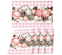 Nepnuser Pink and White Gingham Christmas Placemats Set of 4 Buffalo Check Plaid Xmas Decoration for Home Kitchen Dining Table Decoration
