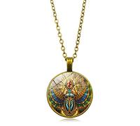 NEPOMI Egyptian Scarab Beetle Pendant Necklace for Men Women,Retro Egypt Scarab Amulet Necklace,Link Chain Talisman Jewelry Necklace 18'' Chain+2'' Extender (Box Packaging)