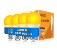 Neporal Amber Light Bulbs 4PK, 9W 60 Watt Equivalent, Blue Blocking Light Bulbs 1800K, Soft Warm Sleep Light Bulbs A19, Amber Night Light Bulb E26 for Bedroom and Baby Nursery Light