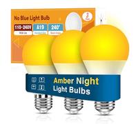 Neporal Amber Light Bulbs, 9W 60W Equivalent A19 Soft Light Bulb, Blue Light Blocking Warm Light Bulbs, 1800K Amber Night Light Bulb, Dim Bulb for Healthy Sleep and Baby Nursery Light (3)