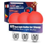 Neporal Red Light Bulbs for Sleep 9W, 100% Blue Light Blocking Red Night Light, 625nm Sleep Light for Melatonin Promoting, A19 60W Equivalent Dim Light Bulbs for Bedroom, Baby Nursery,3 Pack