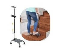NEPPT Stair Climbing Cane Half Step Stair Walker Aid Devices Stairway Lift for Elderly Seniors Assist Helper Adjustable 4 Pronged Quad Base Balance Stability Walking Sticks