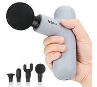 NEPQ Mini Massage Gun, SK6 Fascial Gun Portable Deep Tissue Percussion Muscle Back Head Massager for Pain Relief with 4 Massage Heads 4 Speed High-Intensity Vibration Rechargeable (Gray)