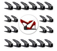 Neprock Shoe Slots Organizer, Adjustable Shoe Stacker Space Saver, Double Deck Shoe Rack Holder for Closet Organization Shoe Storage for Wardrobe(20-Pack, Black)
