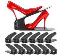 Neprock Shoe Storage Organizer, Adjustable Shoe Rack Shoes Slots Organizers Space Saver, Shoes Organiser Shoe Holder Space Saving Shoes Storages(12-Pack, Black)
