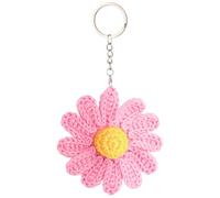 Neptniopllab Daisy Keychain,Cute Daisy Crochet Flower Bag Charms for Women Handmade Floral Keyring Decor Gifts Purse Wallet, Pink-a, 1PC