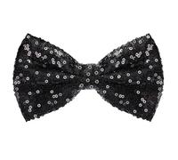 Neptniopllab Shiny Sequin Solid Bow Tie for Men Sparkling Pre-Tied Bowtie Glitter Christmas Birthday Party Fancy Dress, Black, 1pc